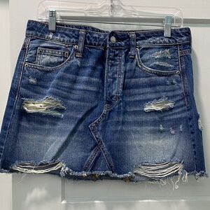 American Eagle Distressed Denim Mini Skirt